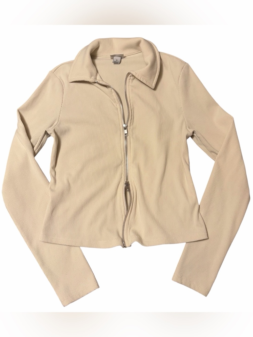 A New Day Double Zippered Jacket Sweater Crop, Cream, Small, Target